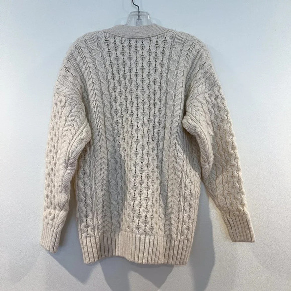 Brandy Melville Wool Blend Cream Cable Knit Classic Preppy Knit Cardigan Sweater - Picture 5 of 9